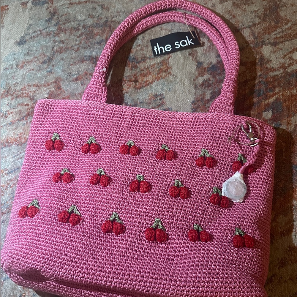 The Sak Cherry Embroidered Pink Tote